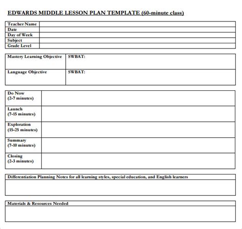 Free 7 Sample Middle School Lesson Plan Templates In Pdf Ms Word