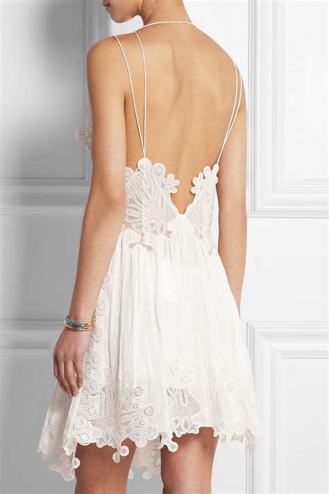 Chloé Guipure Lace And Linen Blend Mini Dress In White Lyst