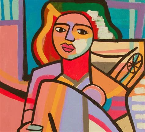 Abstract Cubist Female Nude Original Acrylic Painting Female Figure