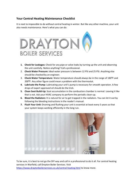 Ppt Your Central Heating Maintenance Checklist Powerpoint