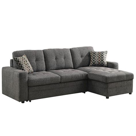 Coaster gus chaise sectional storage sofa with pull out sleeper