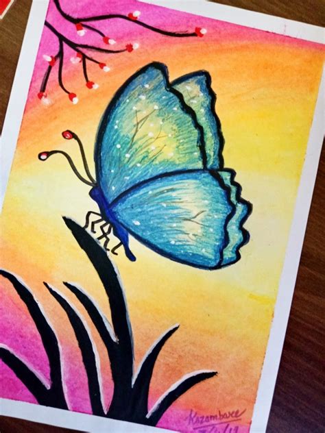 Butterfly Scenery Oil Pastel Drawings Easy Oil Pastel Drawings Soft