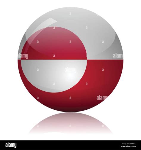 Greenland Flag Glass Ball On Light Mirror Surface Vector Illustration