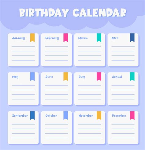 Free Printable Birthday Calendar 2023 Templates Printable