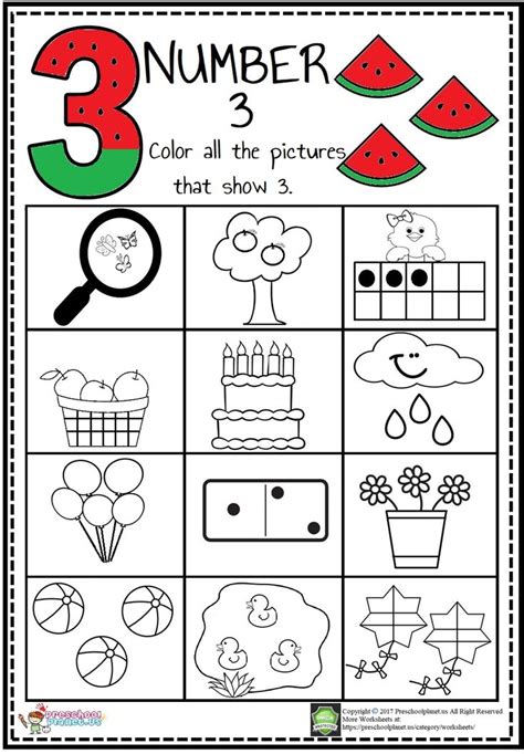 Counting 3 Numbers Worksheets