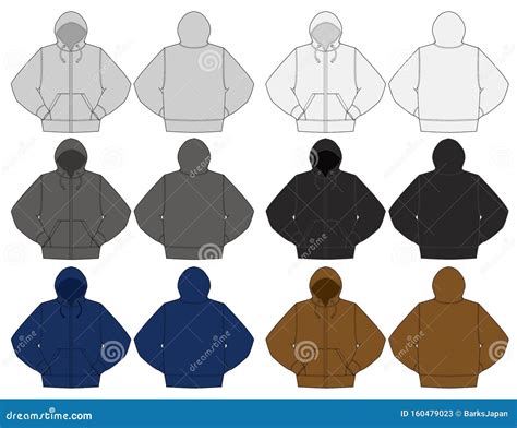 Illustration Of Hoodie Hooded Sweatshirt Zip Up Parka Set Stock