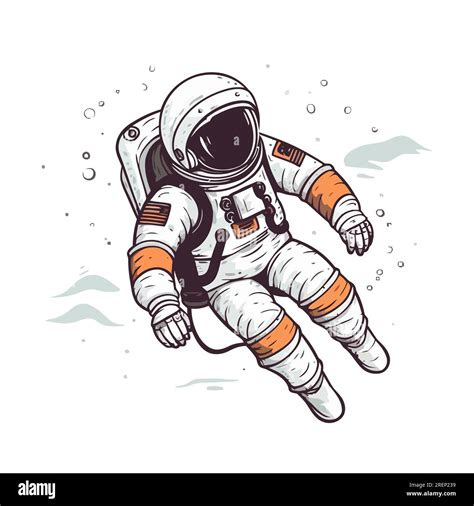 Astronaut In Spacesuit Fling Cute Drawing Astronaut Vector