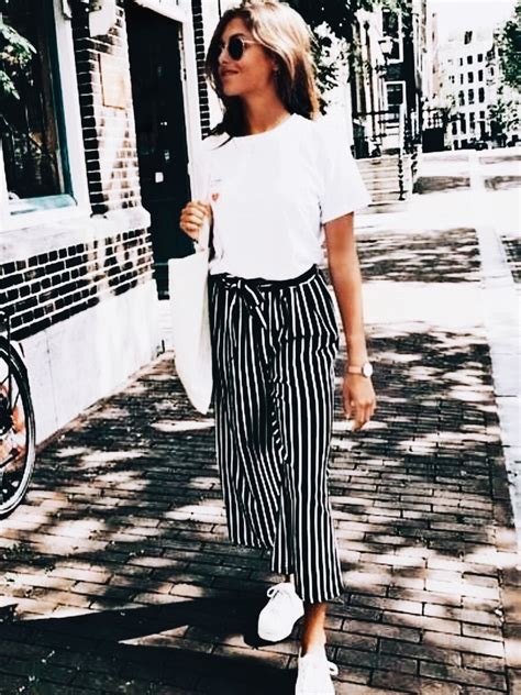 Striped Trousers Womens Outfit Casual Wear Striped Pant Outfit