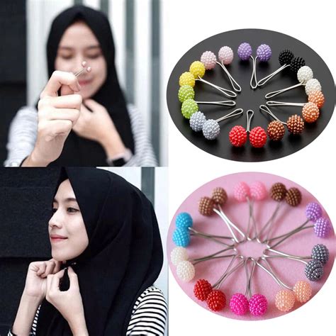 muslim hijab scarf pin islamic multicolor women beaded u headscarf clip brooches arabic scarf