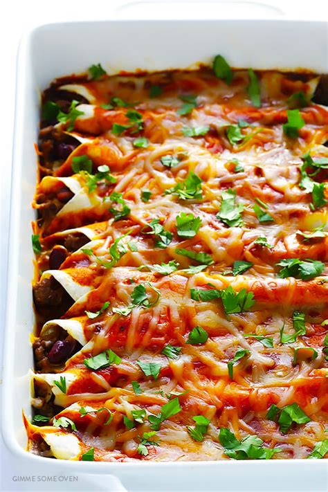 The fat is going to help give flavor to the meat and we are able to drain the grease prior to serving. Beef Enchiladas | Gimme Some Oven
