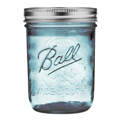 Ball Wide Mouth Collection Elite Blue Pint Glass Mason Jars With Bands