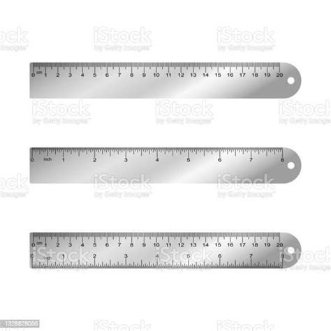 Metal Measuring Rulers In Centimeters Inches Millimeter Aparted And