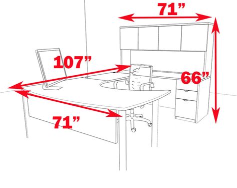 5pc U Shaped Modern Contemporary Executive Office Desk Set Of Con U22