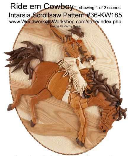 36 Kw185 Ride M Cowboy Intarsia Woodworking Pattern