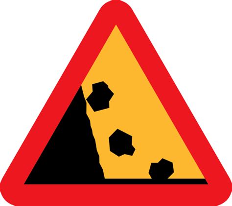 Falling Rocks Road Sign Clip Art At Vector