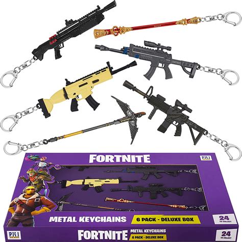 Fortnite Metal Keychain With Clasp 6 Pack Collect All 24 Items In The