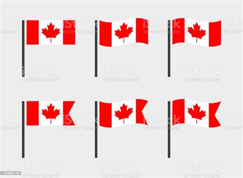 Kanada Flagge Symbole Gesetzt Kanadische Nationalflagge Symbole Stock