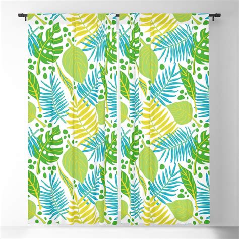 Tropical Leaves Blackout Curtain By Katkat Society6