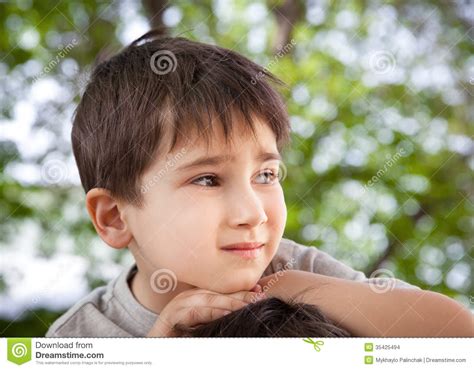 Sad Little Boy Looking At Something Stock Images Image