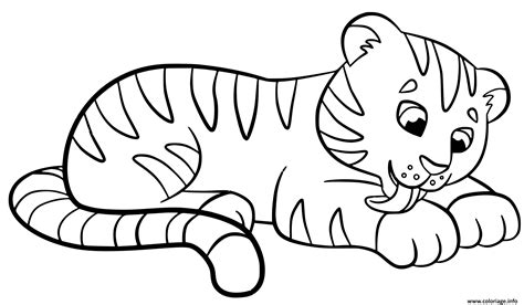 Coloriage Bebe Tigre Mignon Kawaii Dessin Tigre à Imprimer