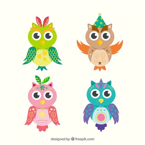 Free Vector Flat Owl Collection