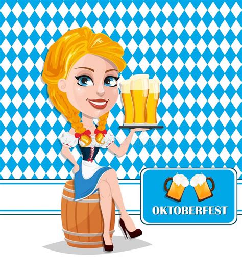 Oktoberfest Girl Tray Beer Stock Illustrations 83 Oktoberfest Girl Tray Beer Stock