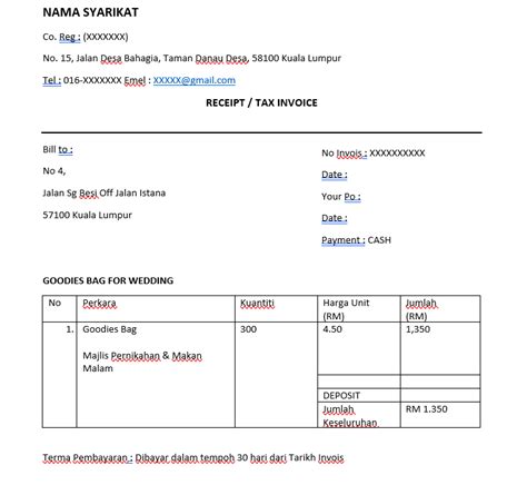 Contohnya sektor perladangan tujuannya ialah untuk eksport dan skala pengeluarannya beratus hektar. Contoh Invoice (Invois) - Portal Malaysia