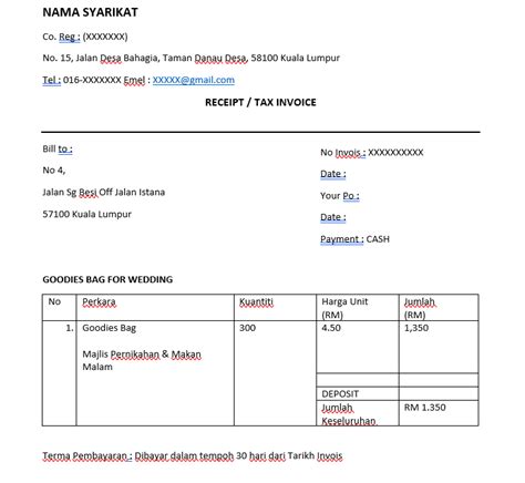 Dokumen perniagaan menentukan urus niaga. Contoh Invoice (Invois) - Portal Malaysia