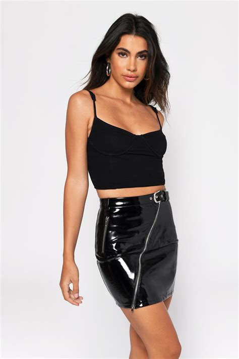 Tobi Mini Skirts | Womens Cherie Black Faux Patent Leather Mini Skirt Black ⋆ TheiPodTeacher