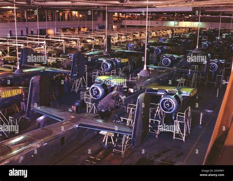 A View Of The North American B 25 Mitchell Final Assembly Line At
