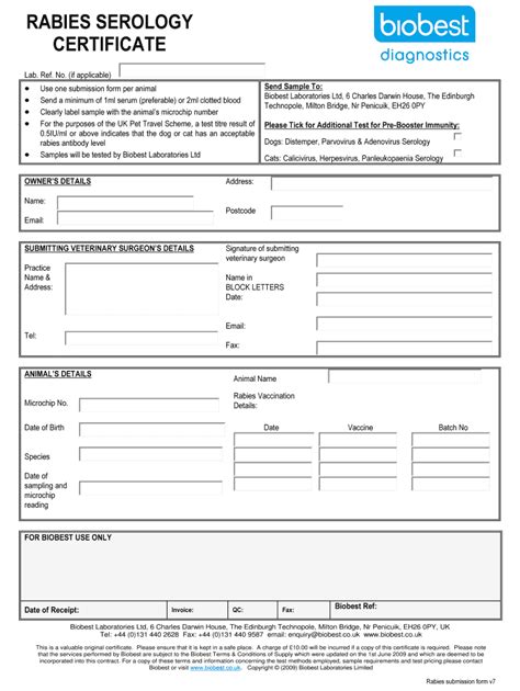 Biobest Rabies Serology Form - Fill Online, Printable, Fillable, Blank