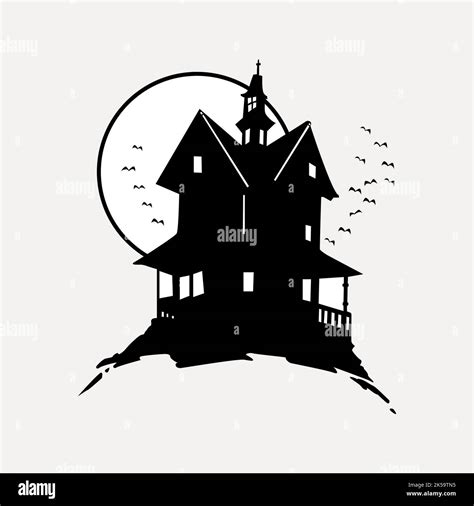 Haunted House Clipart Halloween Illustration Vector Stock Vector Image