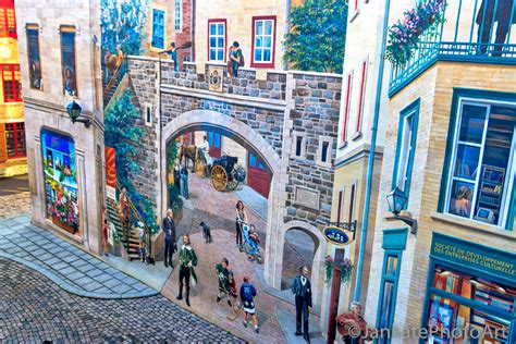 Mural On Building Old Quebec City Canada Quaint Vintage Etsy Old