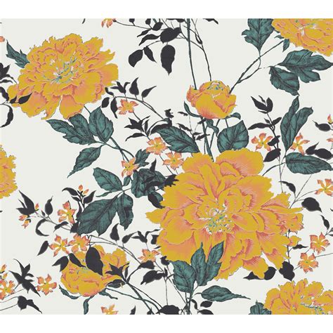 Drew Barrymore Flower Home Vintage Floral Yellow Peel And Stick Wallpaper