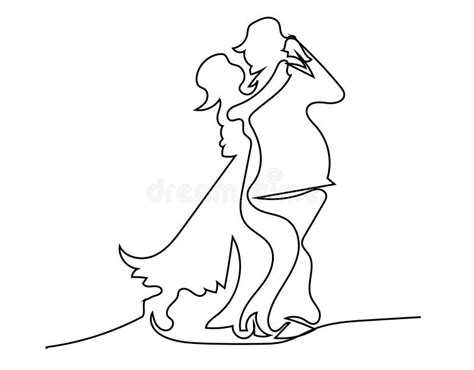 Continuous Line Drawing Dancing Couple Stock Illustrations 129