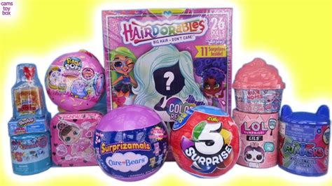 Dolls Hairdorables Lol Lils Pikmi Pops Doughmi Surprise Toys Care Bears 5 Num Nom Unboxing Youtube