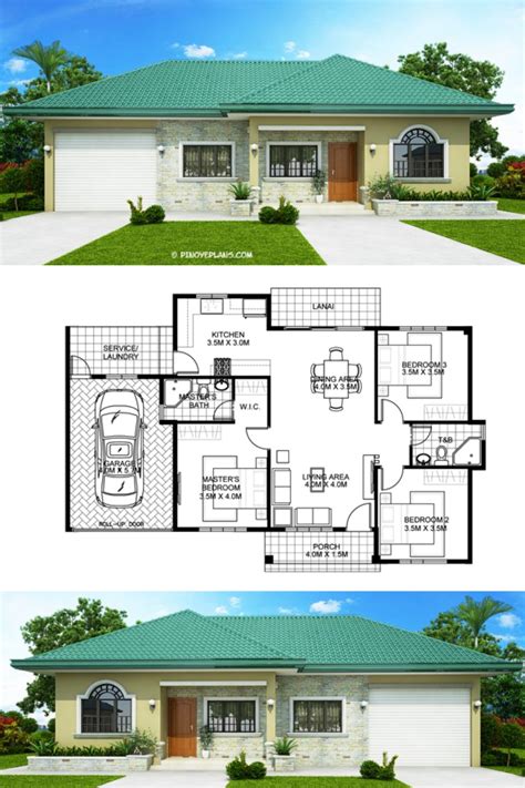 One Storey Bungalow House With 3 Bedrooms Pinoy Eplans Small Modern