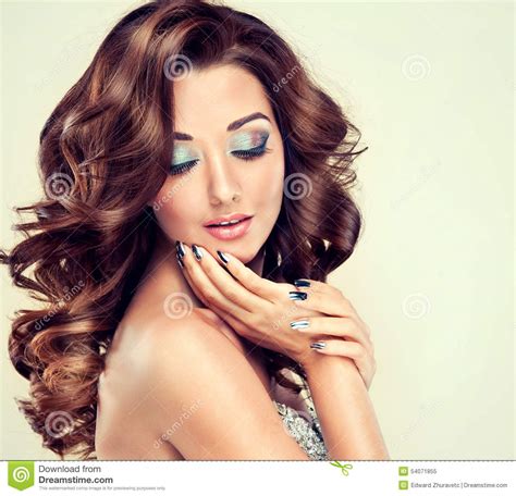 Beautiful Model With Long Curly Hair Stock Image Image