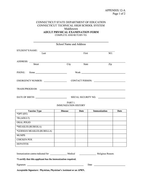 Illinois School Physical Form 2023 Pdf Printable Forms Free Online