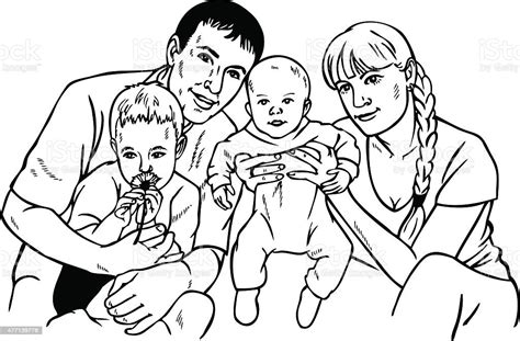Happy Family Drawing Stock Illustration - Download Image Now - 2015