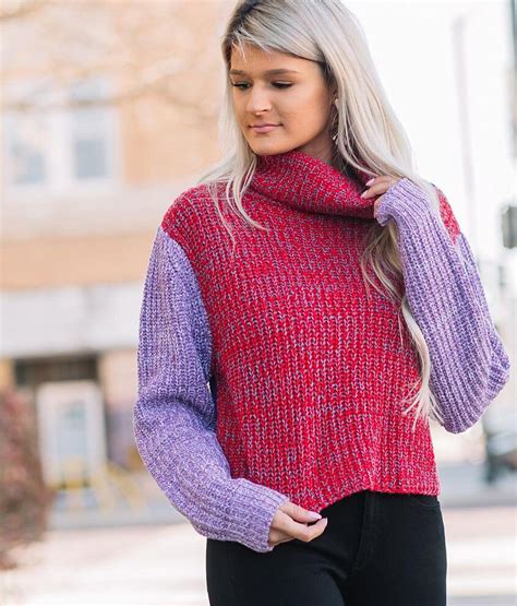 willow and root color block pullover sweater women s sweaters in red purple buckle
