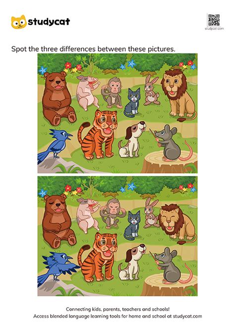 Spot The Difference Animals Activity Printable Pdf