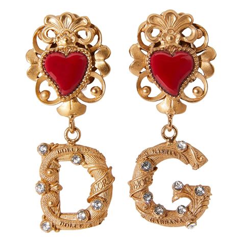 Dolce And Gabbana Denim Dg Earrings In Gold Metallic Save 35 Lyst