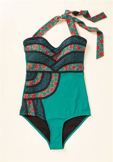 Set The Serene One Piece Swimsuit In Emerald Modcloth