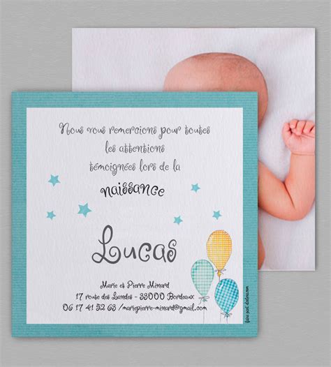 Belle carte remerciement naissance assortie au faire part. Carte de remerciement naissance format carré à ...