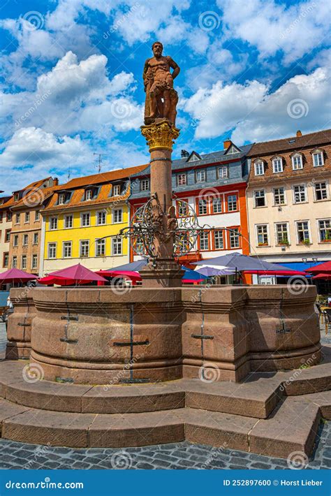 Hercules Fountain On The Market Square In Heidelberg Baden