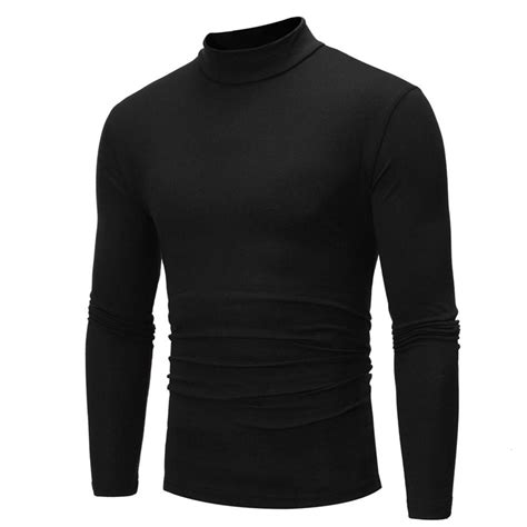 buy men s autumn winter pure color turtleneck long sleeve t shirt top blouse at affordable