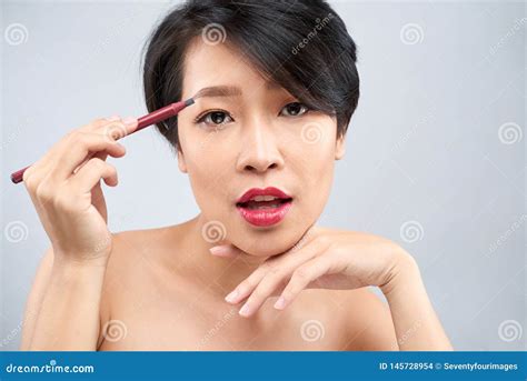 Woman Drawing Eyebrows Stock Photo Image Of Vietnamese 145728954