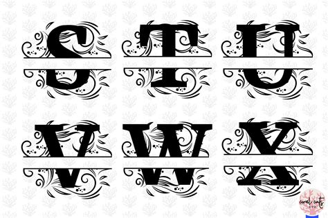 Floral Split Alphabet Monogram Svg Eps Dxf Png File By Coralcuts