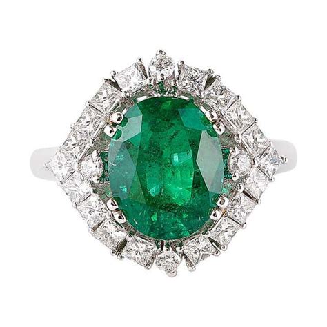 grs certified 3 9 carat zambian emerald and diamond ring in 18 karat yellow gold for sale at 1stdibs
